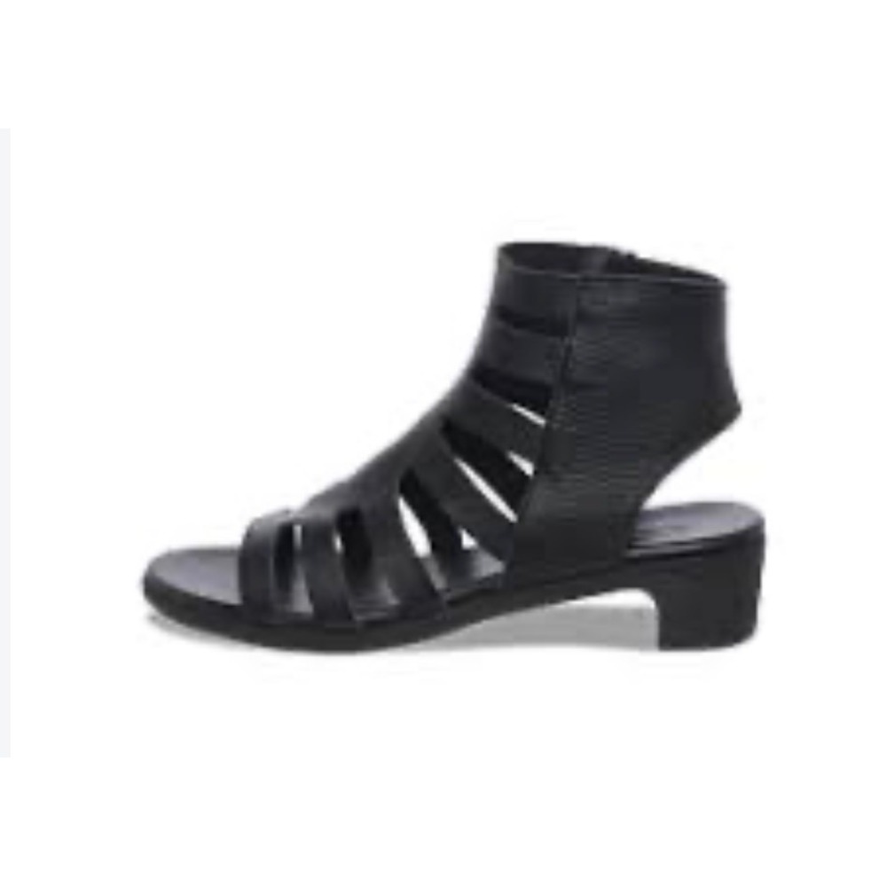 Arche Kisuro Black Nubuck Leather Black Block Heel Sandals Multi-Strap 39 US 8.5